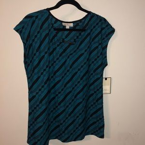 NWT Teal & Black Top